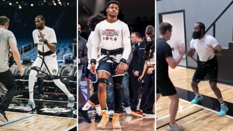 NBA athletes training with the bands