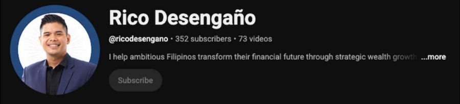 Rico Desengaño's YouTube channel, @ricodesengano